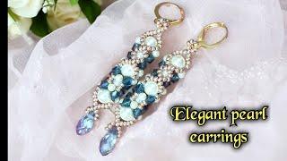 Elegant pearl earrings/easy beaded earrings/Pearl earrings/DIY beaded earrings