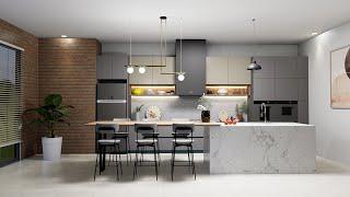 Sketchup interior design #42 make a kitchen set and D5 render