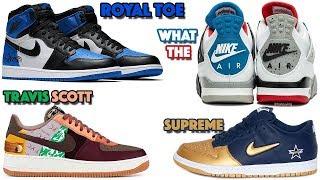 AIR JORDAN 1 ROYAL TOE 2020, JORDAN 4 WHAT THE, TRAVIS SCOTT AF1, SUPREME SB DUNK LOW AND MORE