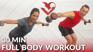 30 Minute Full Body Dumbbell Workout at Home Strength Training - Total Body Workouts with Weights