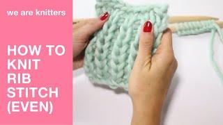 Learn to knit: How to knit the rib stitch with an even number of stitches | WAK