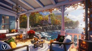 Autumn Coastal Cottage | Day & Sunset Ambience | Firepit, Ocean Waves & Seagull Sounds