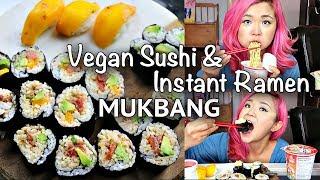 VEGAN SUSHI + INSTANT NOODLES FEAST (MUKBANG)