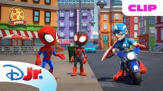 Captain America Battle Against Hydro-Man!  | Marvel's Spidey and his Amazing Friends | @disneyjr​