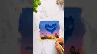 Sunset painting idea #shorts #painting #easy #art #ashortaday #acrylic #tutorial #drawing #beginner