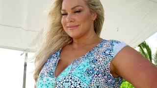 Mosaic Aqua Frill Sleeve One Piece