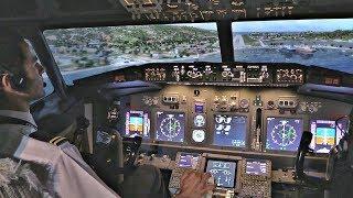 Boeing 737-800 Cockpit Landing at SKIATHOS | Full Flight Simulator | Famous Low Landing!