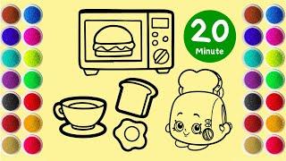 Special 20 Minute | Coloring Microwave, Fried Eggs and Bread Using Colored Sand | Sand Painting