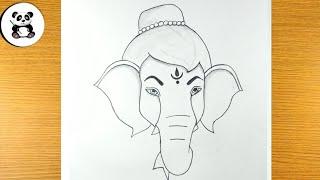 Cute ganpati bappa face pencildrawing for beginners | ganesha drawing @TaposhiartsAcademy