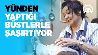 Yünden yaptığı büstlerle şaşırtıyor