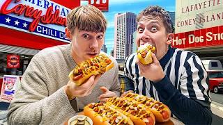 Two Brits try Coney Island Hot Dogs!