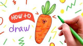 HOW TO DRAW A CUTE CARROT - SIMPLE DRAWINGS