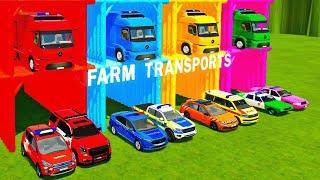 TRANSPORTING ALL POLICE CARS & AMBULANCE EMERGENCY VEHICLES WITH URBAN TRUCKS ! Farming Simulator 22