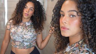 No Gel Summer Curly Routine |  Tomato Girl Makeup *Trending*