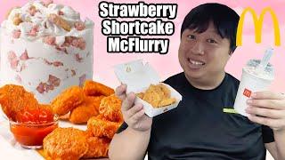 New McDonalds Strawberry Shortcake McFlurry & Spicy Nuggets Review | Worth It?