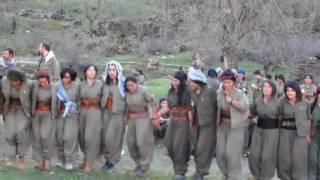 Kurdish female fighters dancing in the mountains of Kurdistan