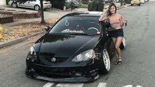 MY GIRLFRIEND LEARNS HOW TO DRIVE STICK SHIFT IN THE STANCE RSX!! (ALMOST CRASHED)