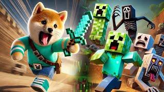 OMG! Cute Dog play Video Games in real life #minecraft #pacman #squidgame  #supermario