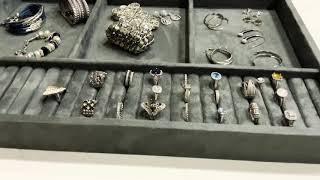 Jewelry organizer in gray suede