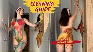 [4K USA] Body Art Cleaning | Transparent Try On No Bra See Through with Didi