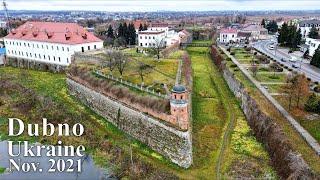 4K Bird's view of Dubno, Rivne Oblast, in Ukraine