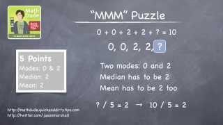 A Puzzle With the Mean, Median, and Mode with Math Dude, Jason Marshall