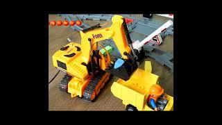 Car Cartoon Excavator and Lego Train - kids Story  - Dump Truck #mirglory Toys Cars