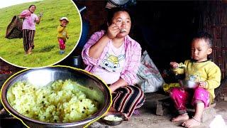 Making rice fry & having II Jonson & mom Jina working in Jungle@Sanjipjina