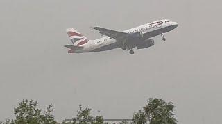 INSANE Missed Approach Thunder Storm at Heathrow A319 Buzzsaw Engine Roar