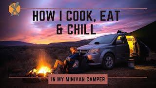 How I Cook and Eat in my Minivan Camper Conversion | Propane Safety | + Bonus Tips!