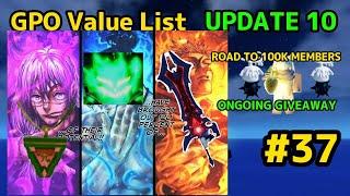 NEW GPO VALUE LIST UPDATE 10 #37  120% POTENTIAL + ROAD TO 100k MEMBERS GIVEAWAY (2x mochi + buddha)