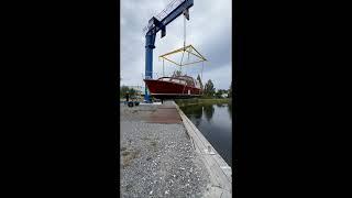 Winter storage for our boat Margola #northsweden #margola #boatlife #woodboat #boat #boatlift #cold