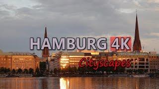 Ultra HD 4K Hamburg Cityscapes Video Stock Footage Landmarks Travel Germany Sightseeing Tourism UHD