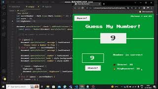 Guess the Number Game using JavaScript and DOM manuplations DEMO code in description#javascript