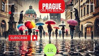 Walking Tour - Heavy floods in the Czech Republic and rain in Prague -Tourist Travel 4K