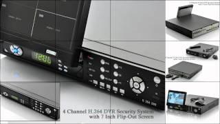 DVR Security System with 7 Inch Flip-Out Screen 4 Channel H.264