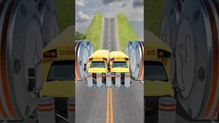 Cars & School Bus vs Hydraulic Crush - BeamNG.Drive