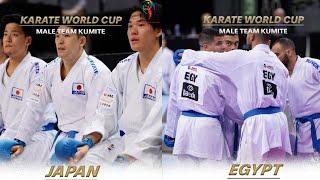 TEAM KUMITE EGYPT VS JAPAN  WKF WORLD KARATE CHAMPIONSHIP 2024 PAMPLONA EGYPT VS JAPAN