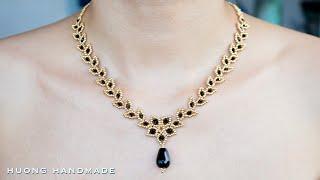 Charming beaded necklace with bicone and seed beads. How to make beaded jewelry