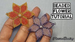 Diy Beaded Flower tutorial/ Brick stitch 