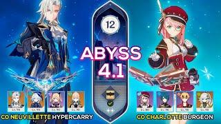 C0 Charlotte Burgeon Melt & C0 Neuvillette Hypercarry I Spiral Abyss 4.2/4.1 Floor 12 Genshin Impact