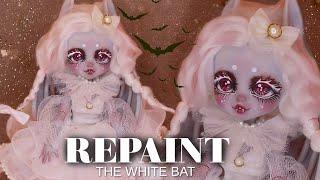 DOLL REPAINT! White Bat Magic Mixies Pixlings OOAK Custom Doll Tutorial