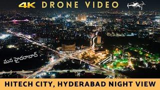 Hyderabad City Night Drone View | Hitech City Night Aerial View