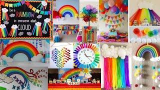 Rainbow decoration ideas for preschool | Wall decoration ideas | Rainbow Bulletin board design