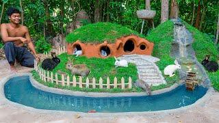 Rescue Rabbit And Turtle Build Hobbit House And Turtle Pond As Pet Building