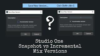 Studio One How to Use Save New Version