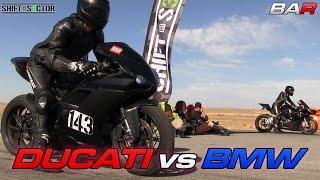 Ducati 1098 vs BMW S1000RR - 1/2 Mile Top Speed!