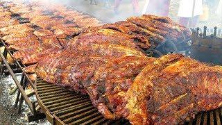 Biggest Rib Grill in Europe. Huge ! Seen on the Road in Italy. World Street Food