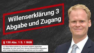 BGB AT: Die Willenserklärung (Teil 3): Abgabe und Zugang | Jurastudium