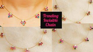 Trending Invisible Chain Making Video//Kundan Invisible Chain #diy #invisiblechain #trendingchains